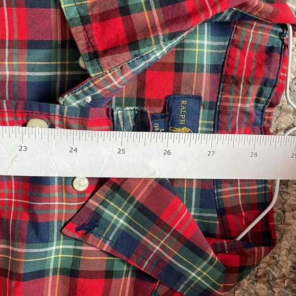 Polo Ralph Lauren Button Up Boys L (14-16) Red Green Plaid Cotton Long Sleeve - Picture 11 of 11